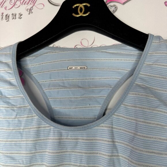 Lululemon tank top sparkly striped blue silver vintage rare stretchy racer back - Picture 6 of 9